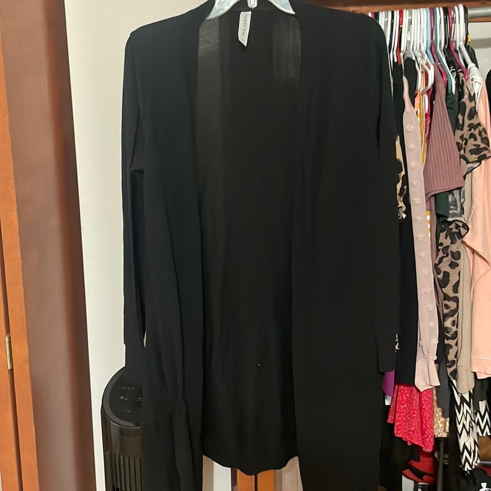 Black xl duster length cardigan